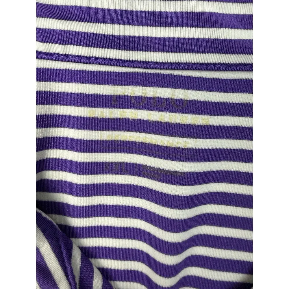 Polo Ralph Lauren Polo Shirt Mens 2XL Purple White Striped Performance Golf